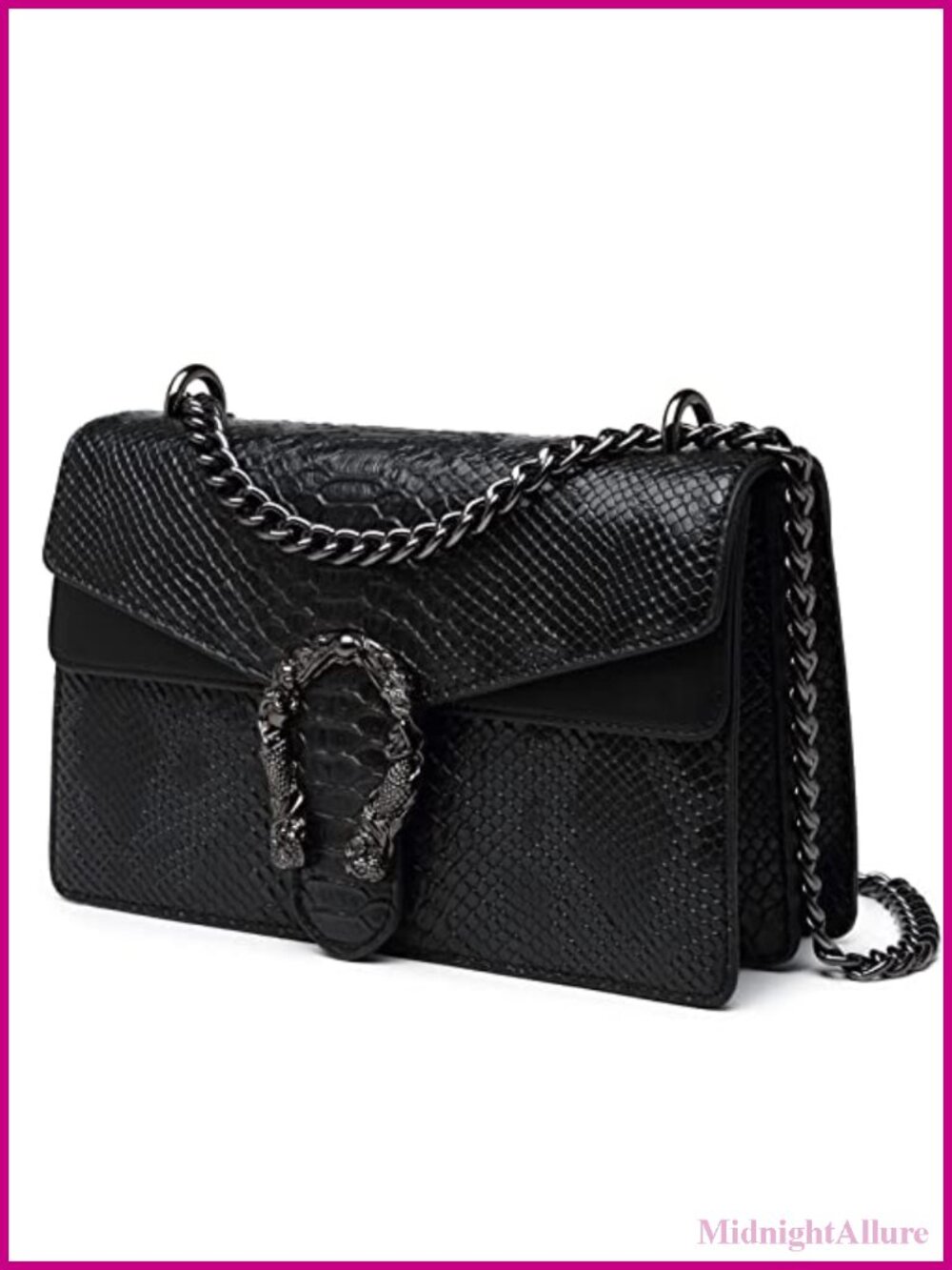 Snake Print Faux Leather Crossbody Clutch Chain Shoulder Evening Handbag
